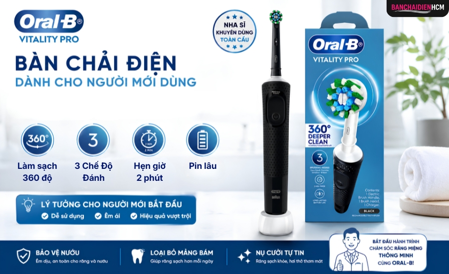 Oral B Pro phù hợp với người niềng răng khi dùng kết hợp cùng đầu bàn chải dành cho răng niềng