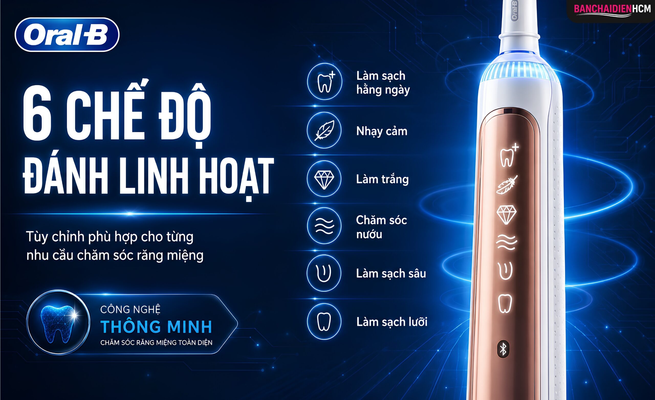 Oral-B Genius 8000 có 6 chế độ đánh phù hợp với từng nhu cầu chải