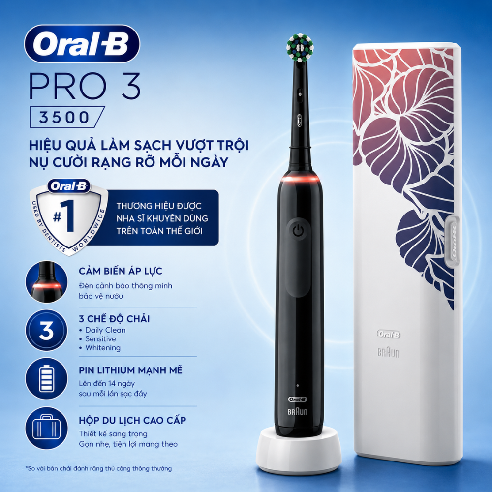Bàn chải điện Oral B Pro 3500 Chính Hãng