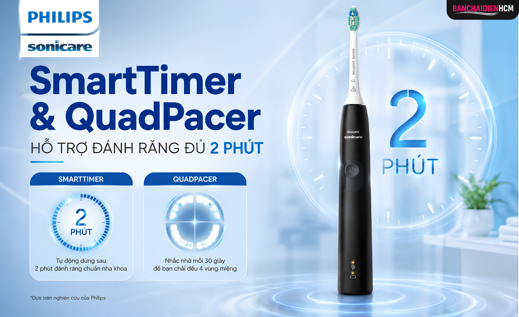 SmartTimer Và QuadPacer Hỗ Trợ Đánh Răng Đủ 2 Phút