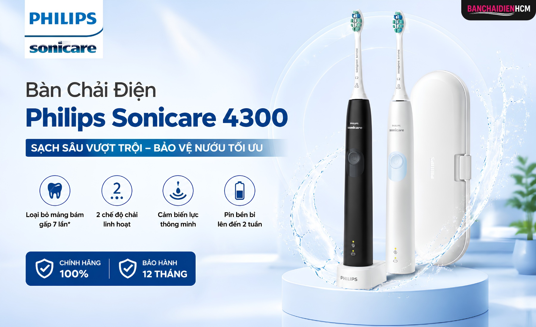 Bàn Chải Điện Philips Sonicare 4300 Chính Hãng 