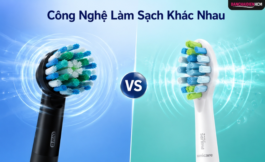 Công Nghệ Làm Sạch Bàn Chải Điện Oral B và Philips