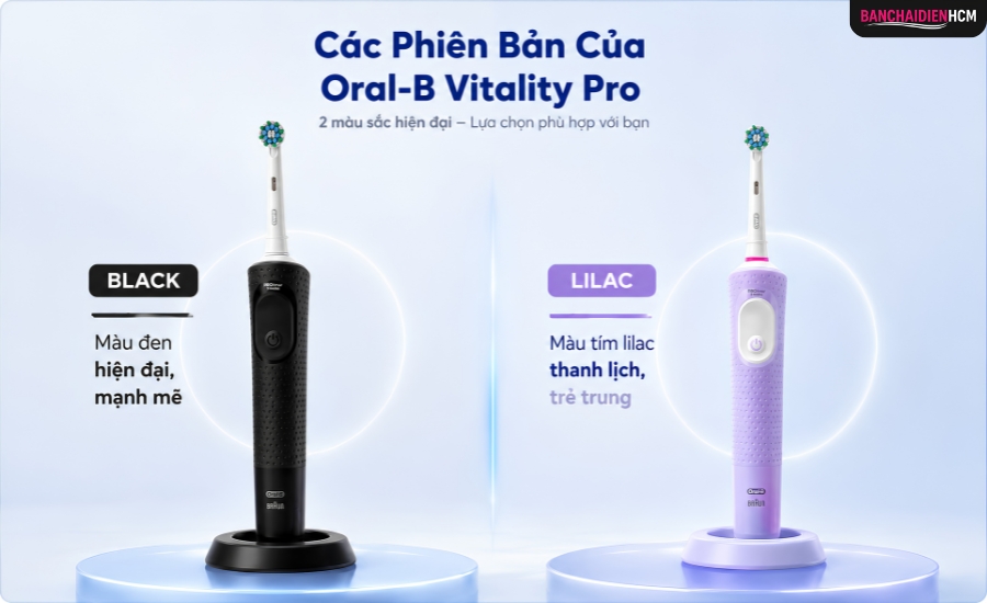Oral-B Vitality Pro Có 2 Phiên Bản Màu Đen Và Màu Lilac