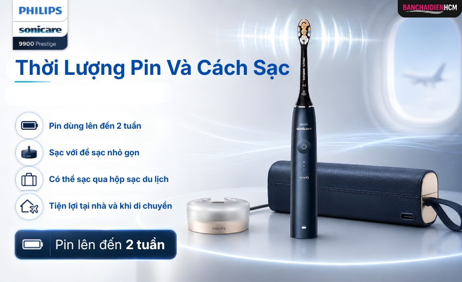 Thời Lượng Pin Và Cách Sạc Philips Sonicare 9900