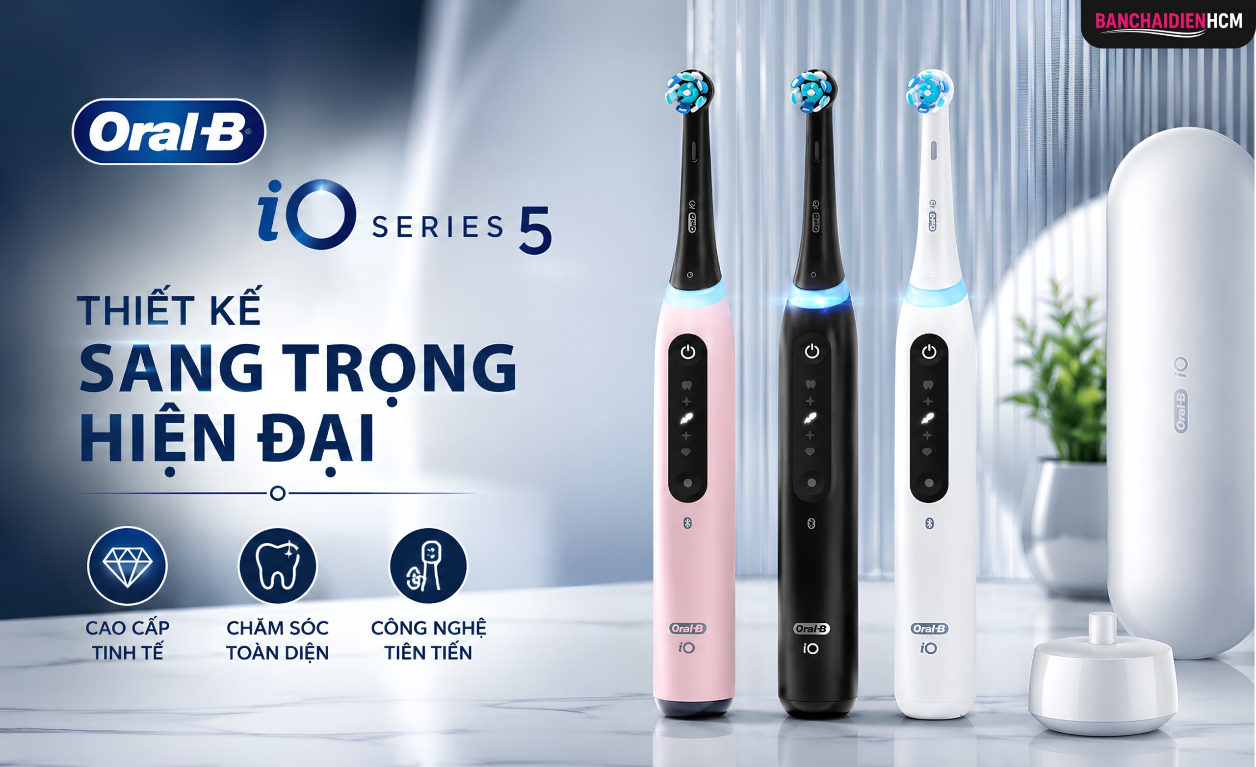 Thiết kế của Oral B iO Series 5 đi theo phong cách hiện đại, tối giản và dễ cầm nắm