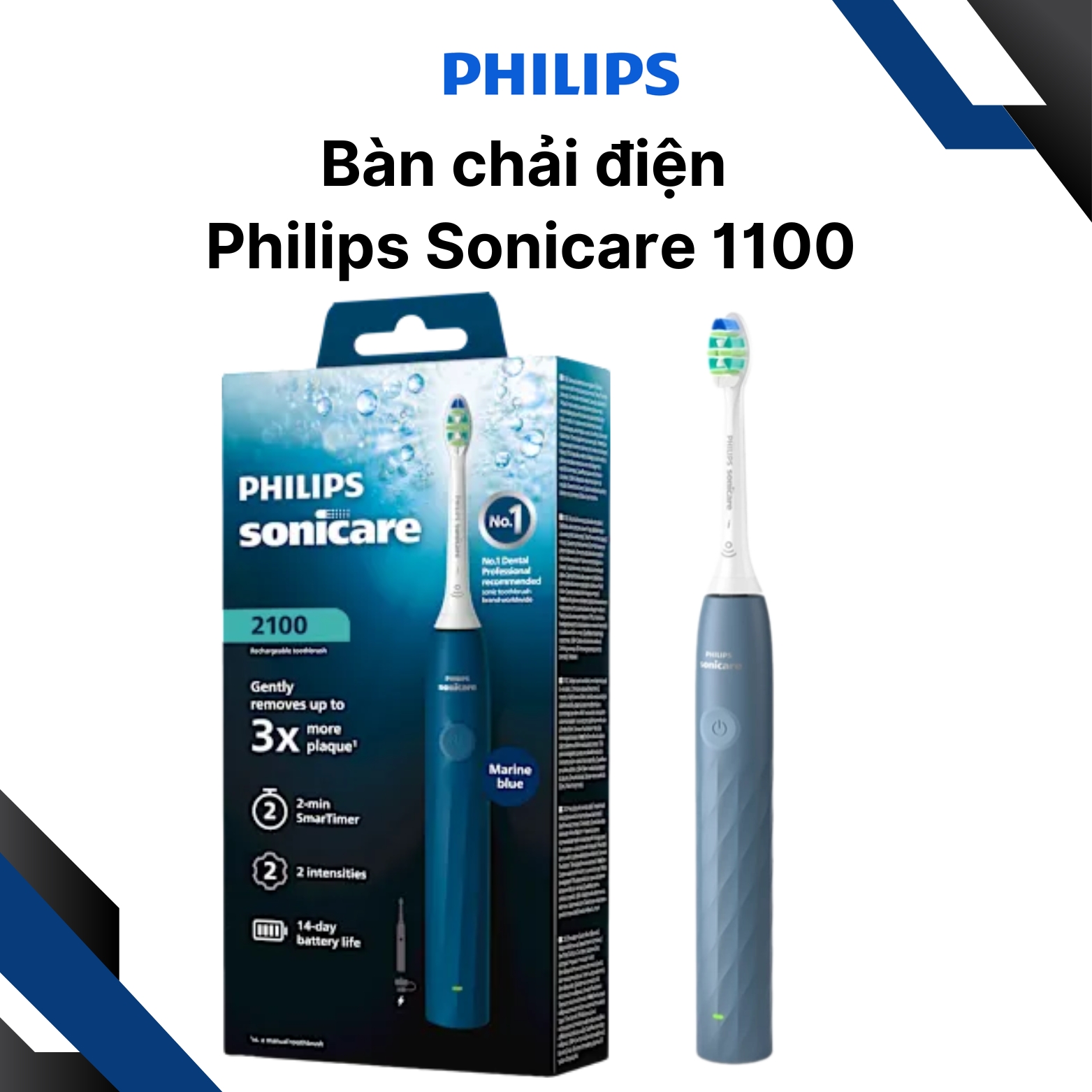 Bàn Chải Điện Philips Sonicare 1100 Series HX3901/01 - Ảnh 2