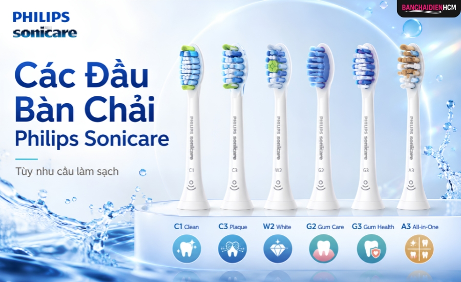 Đầu bàn chải Philips Sonicare nên chọn theo nhu cầu răng miệng, vì đầu chải ảnh hưởng trực tiếp đến cảm giác chải, độ tiếp xúc với bề mặt răng và khả năng chăm sóc từng vùng trong khoang miệng