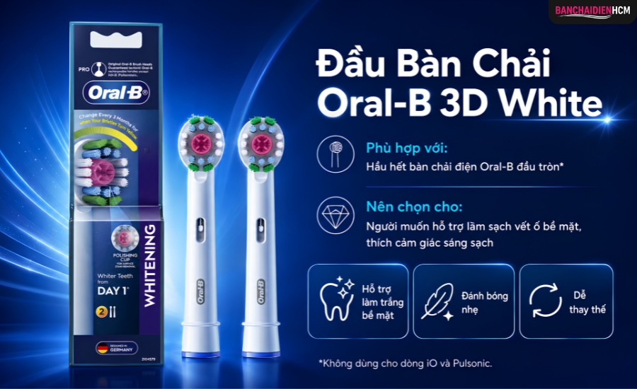 Đầu chải 3D White hợp với người hay uống trà, cà phê, hút thuốc hoặc muốn răng trông sạch bóng hơn