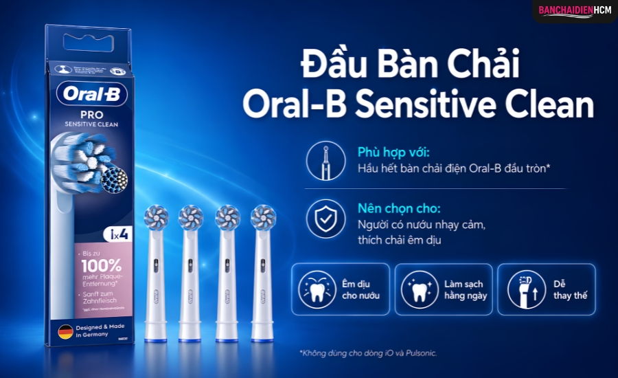 Đầu chải Sensitive Clean dùng lông siêu mềm, làm sạch nhẹ nhàng cho răng và nướu nhạy cảm mà ít gây kích ứng