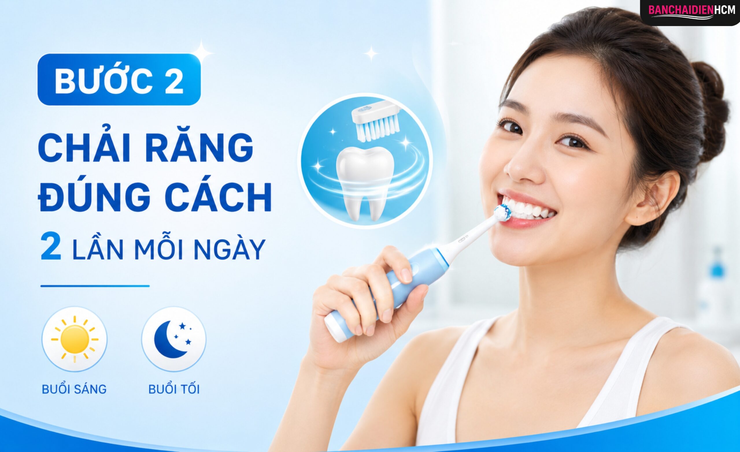Chải đủ 2 phút giúp bạn làm sạch hết mặt ngoài, mặt trong và mặt nhai của từng răng