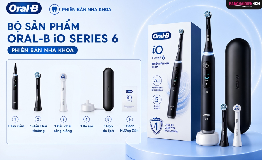Bộ sản phẩm khi mua Oral B iO Series 6 bản nha khoa