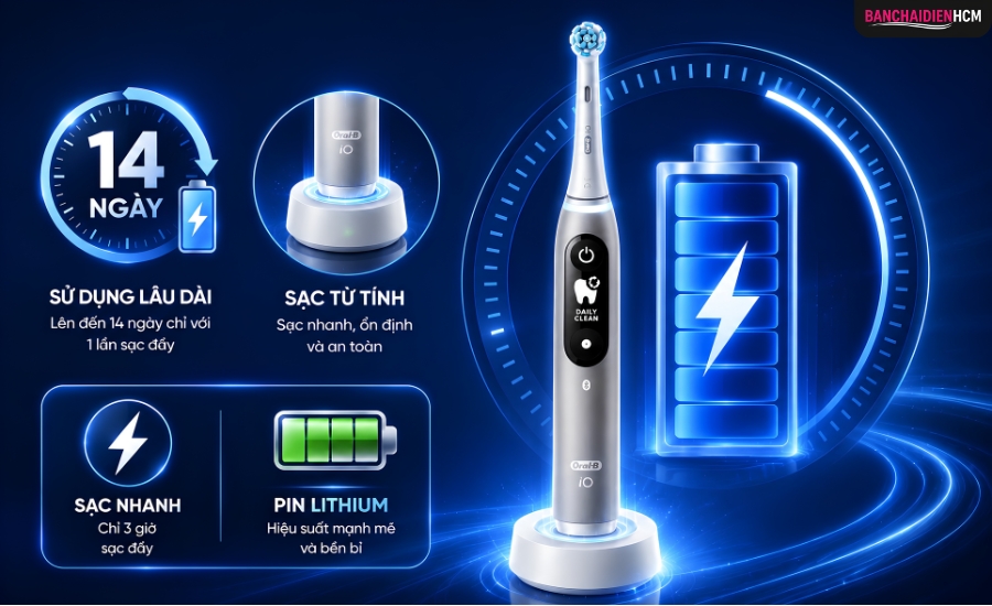 Thời lượng pin của Oral B iO Seiries 6 lên đến 14 ngày