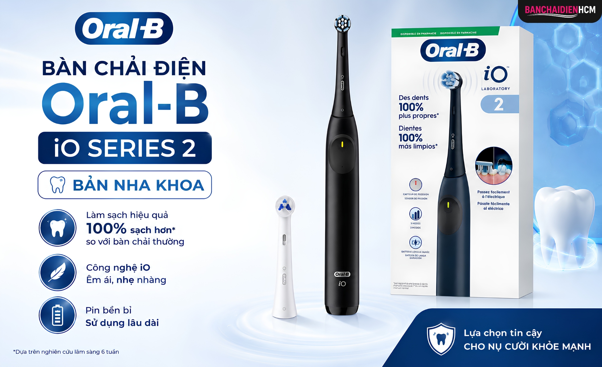 Bàn Chải Điện Oral B iO Series 2 Bản Nha Khoa - Kèm Đầu Chải Dành Cho Răng Niềng