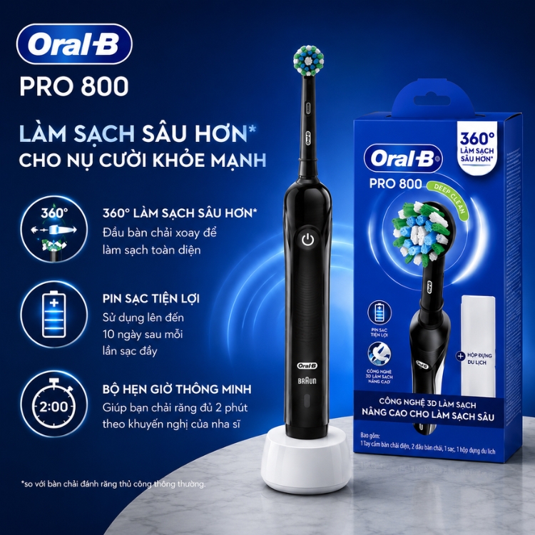 Bàn Chải Điện Oral-B Pro 800 Cross Action Chính Hãng
