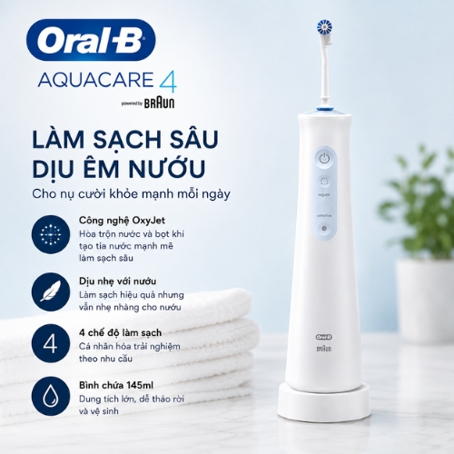 Máy Tăm Nước Oral-B AquaCare 4 OxyJet Braun Chính Hãng