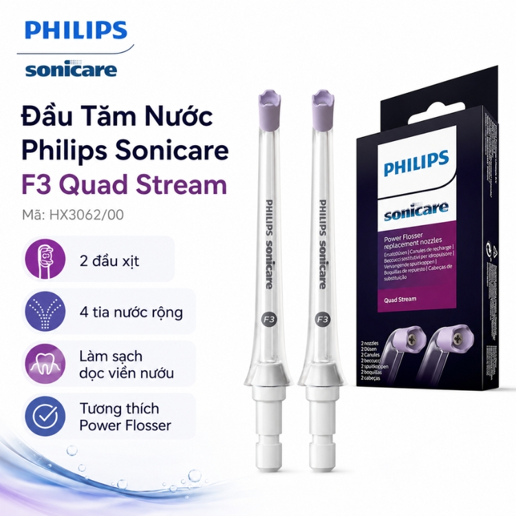 Đầu Tăm Nước Philips Sonicare F3 Quad Stream HX3062/00 Chính Hãng