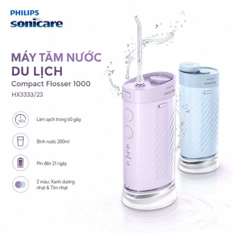 Máy Tăm Nước Philips Sonicare Compact Flosser 1000 HX3333